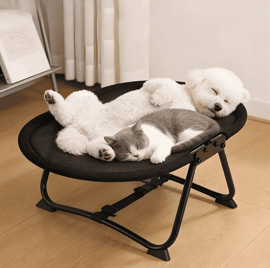 Large pet hammock—a soothing elevated pet bed designed specifically for cats and small dogs. This soft, anxiety-relieving, glow-in-the-dark indoor pet bed provides comfortable support.